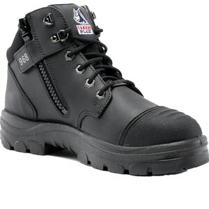 Steel Blue Black Men’s Safety Work Boot with Side Zip